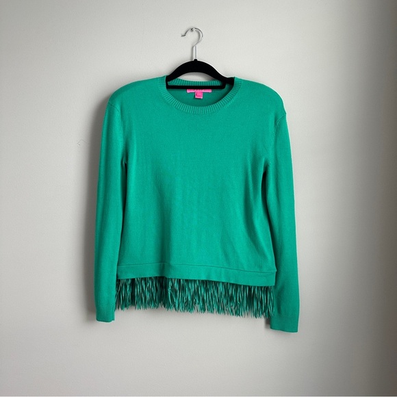 Lilly Pulitzer Marguerite Fringe Sweater Emerald Isle Green Size XXS - Picture 3 of 11